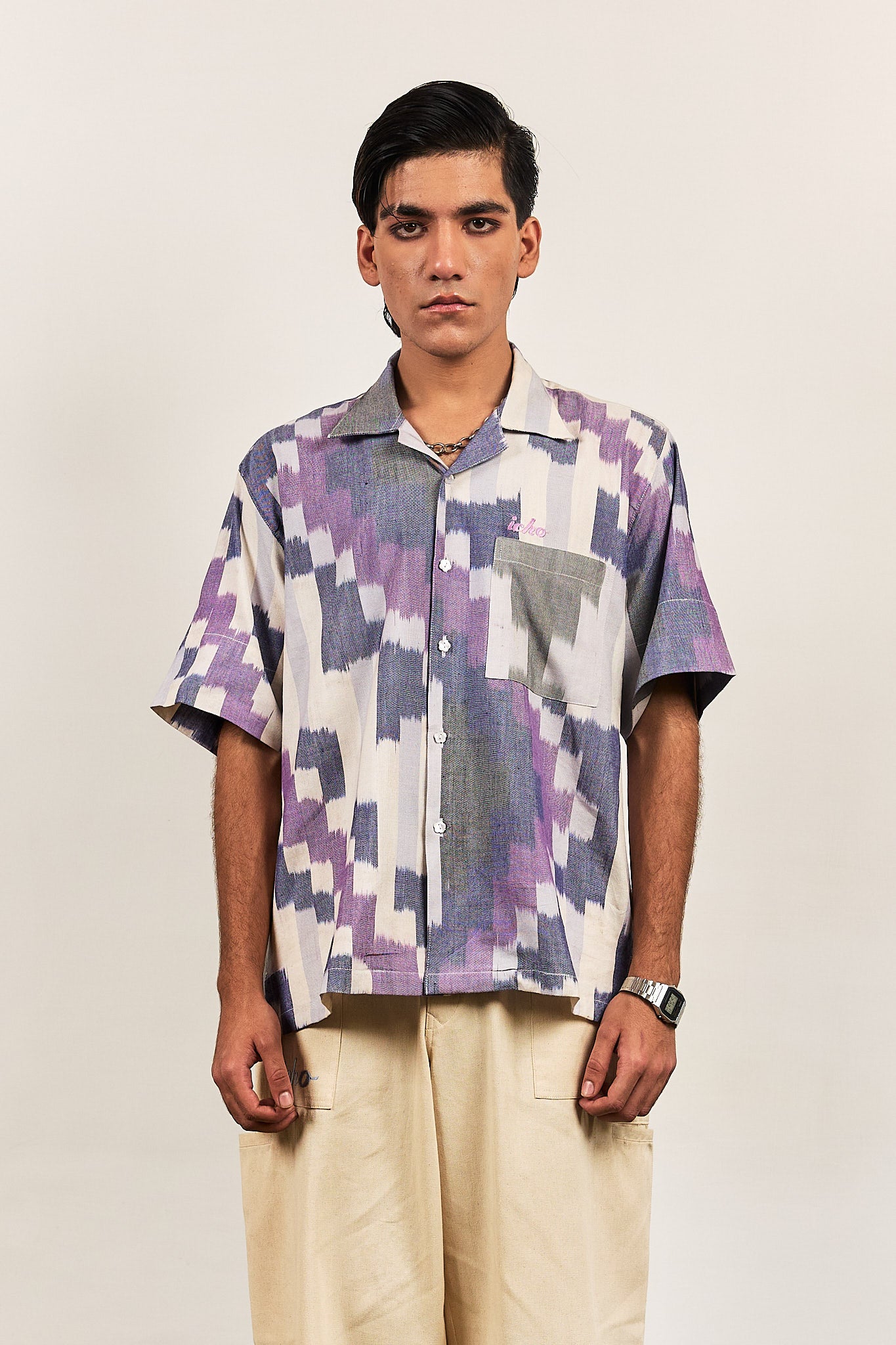 Lavender Ikat Camp Shirt